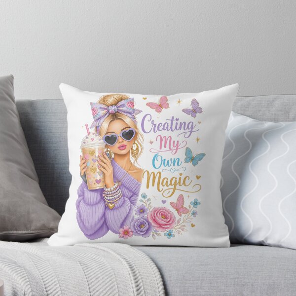 Item preview, Creating My Own Magic – Cute Coffee Girl with Butterflies & Flowers designed and sold by EvaKlein68.