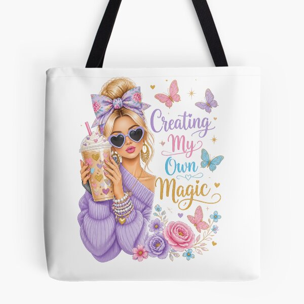 Item preview, Creating My Own Magic – Cute Coffee Girl with Butterflies & Flowers designed and sold by EvaKlein68.