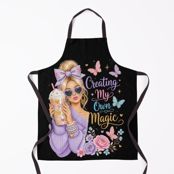 Item preview, Creating My Own Magic – Cute Coffee Girl with Butterflies & Flowers designed and sold by EvaKlein68.