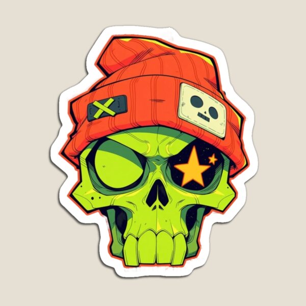 Item preview, Cool Cyberpunk Green Skull with Beanie Streetwear Graphic designed and sold by GrimNest.