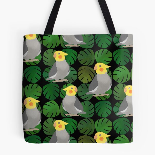 Item preview, Cockatiel with monstera leaves Pattern designed and sold by FandomizedRose.