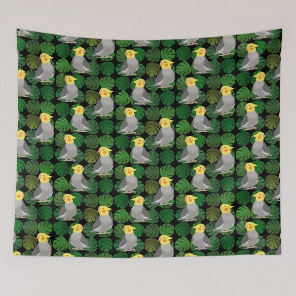 Item preview, Cockatiel with monstera leaves Pattern designed and sold by FandomizedRose.