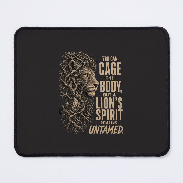 Item preview, You Can Cage the Body But a Lion's Spirit Remains Untamed Quote Art designed and sold by Bennie Singh.