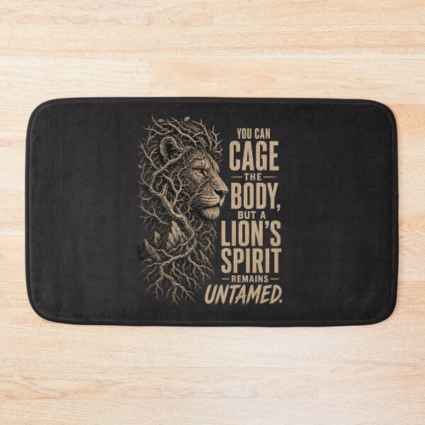 Item preview, You Can Cage the Body But a Lion's Spirit Remains Untamed Quote Art designed and sold by Bennie Singh.