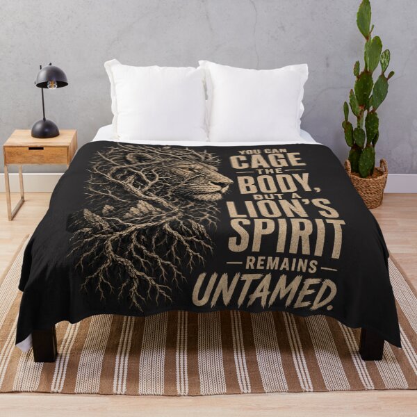 Item preview, You Can Cage the Body But a Lion's Spirit Remains Untamed Quote Art designed and sold by Bennie Singh.