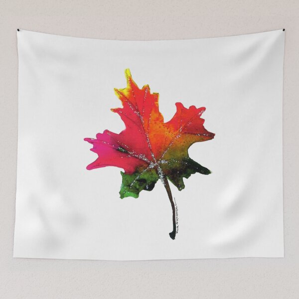 Item preview, Original watercolor of a colorful maple leaf with frost. designed and sold by aswoa.
