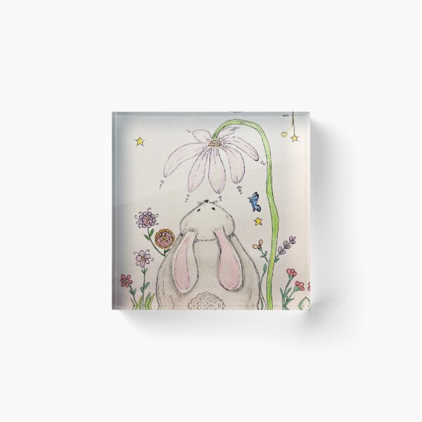 Item preview, Bunny Under the Flower and the Stars | Whimsical Illustrated Print designed and sold by TrazosDelSurArt.