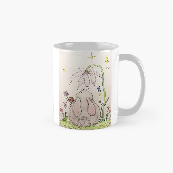 Item preview, Bunny Under the Flower and the Stars | Whimsical Illustrated Print designed and sold by TrazosDelSurArt.
