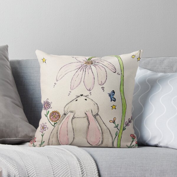 Item preview, Bunny Under the Flower and the Stars | Whimsical Illustrated Print designed and sold by TrazosDelSurArt.
