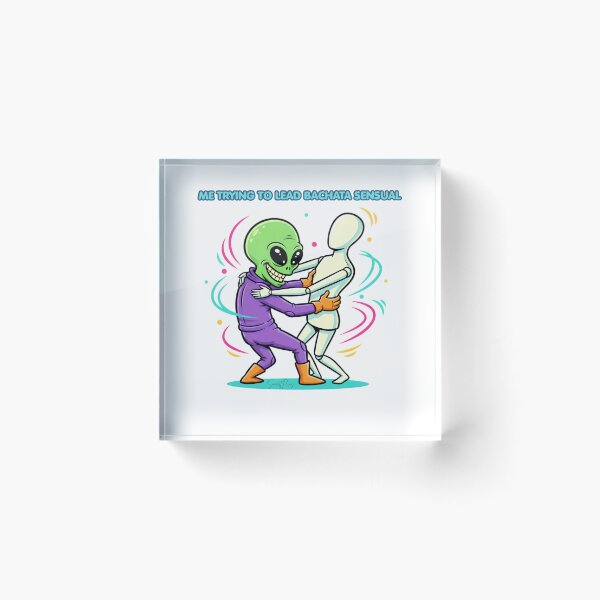 Artikelvorschau, Bachata vom Mars – Lustiger Alien tanzt mit Schaufensterpuppe, witzige Grafik mit lateinamerikanischem Tanzpartner, niedlicher Sci-Fi-Aufkleber entworfen und verkauft von SmartPuns.