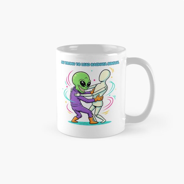 Artikelvorschau, Bachata vom Mars – Lustiger Alien tanzt mit Schaufensterpuppe, witzige Grafik mit lateinamerikanischem Tanzpartner, niedlicher Sci-Fi-Aufkleber entworfen und verkauft von SmartPuns.