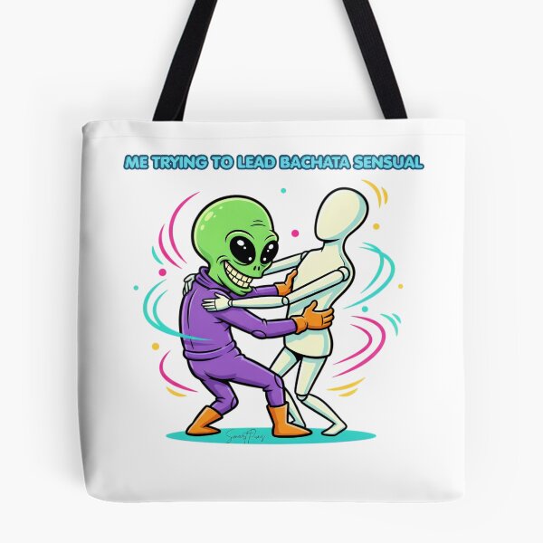 Artikelvorschau, Bachata vom Mars – Lustiger Alien tanzt mit Schaufensterpuppe, witzige Grafik mit lateinamerikanischem Tanzpartner, niedlicher Sci-Fi-Aufkleber entworfen und verkauft von SmartPuns.