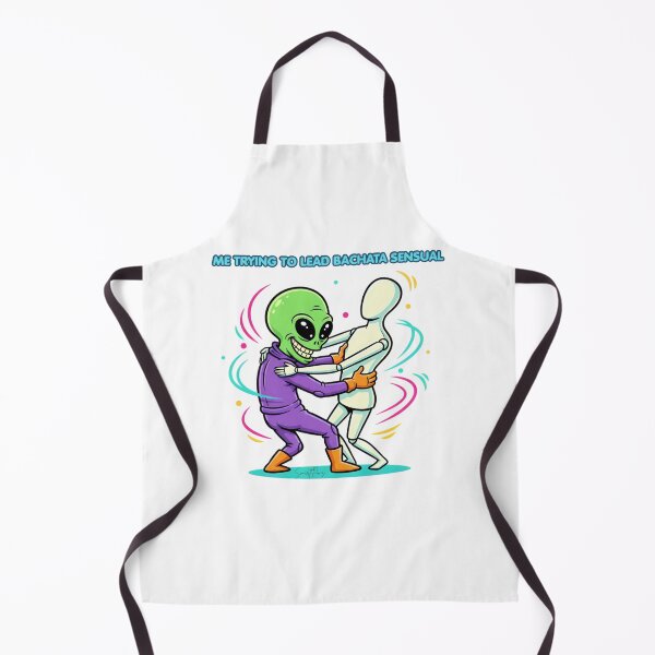 Aperçu de l'œuvre Bachata de Mars - Un extraterrestre rigolo danse avec un mannequin, illustration humoristique de partenaire de danse latine, autocollant fantaisie de science-fiction mignon créée et vendue par SmartPuns.