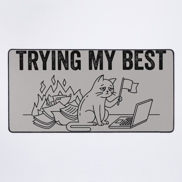 Item preview, Trying My Best | Funny Tired Cat Burnout Design designed and sold by TontikDesign.