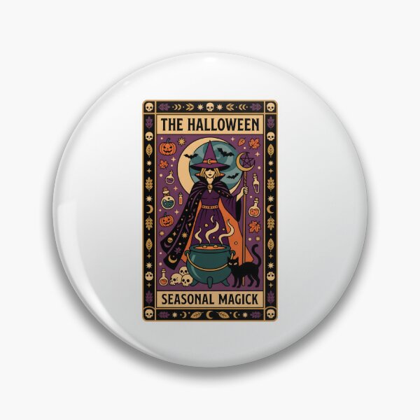 Aperçu de l'œuvre La carte de tarot « Halloween » : Sorcière, chaudron et magie saisonnière. créée et vendue par MyHappyArtShop.