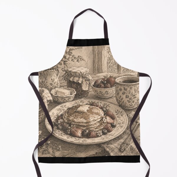 Item preview, Vintage Rustic Kitchen Still Life with Pancakes and Coffee designed and sold by HeartofDesigns.