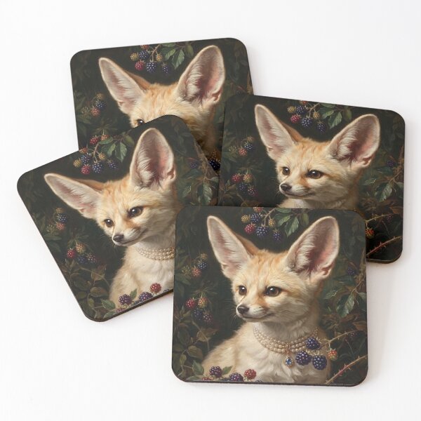 Item preview, Regal Fennec Fox Portrait with Blackberries designed and sold by Real Beast Art.