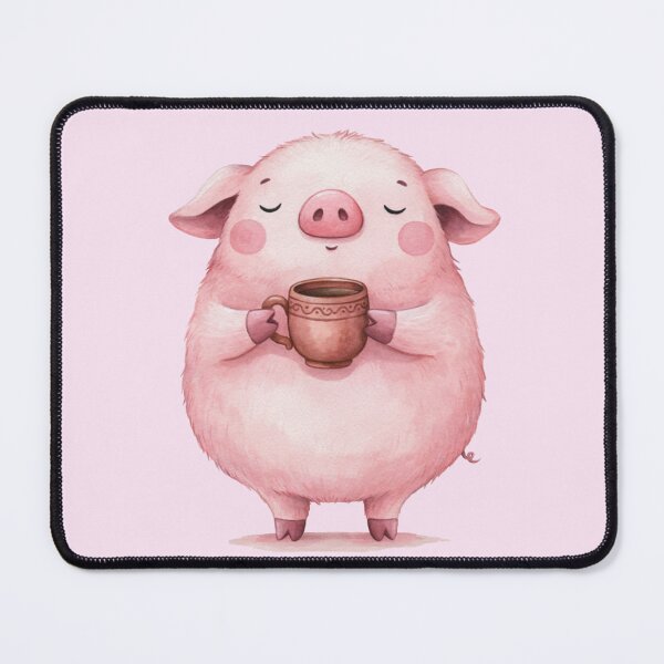 Item preview, Cozy Pig with Coffee — Cute Pink Pig & Warm Drink Illustration. designed and sold by SaraSumi.