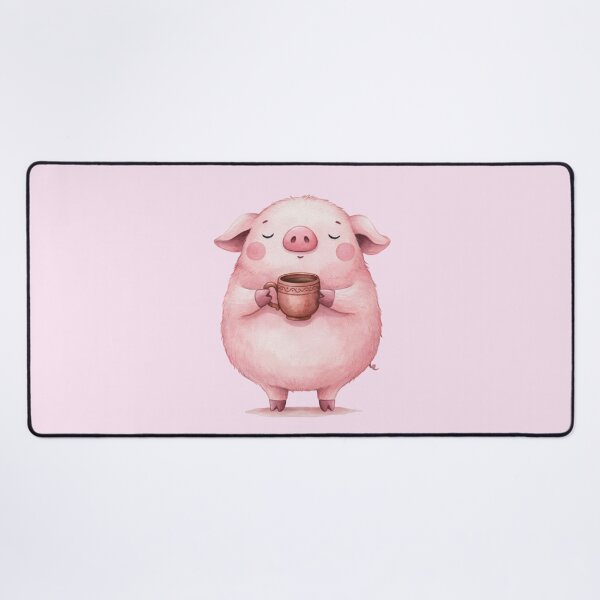 Item preview, Cozy Pig with Coffee — Cute Pink Pig & Warm Drink Illustration. designed and sold by SaraSumi.