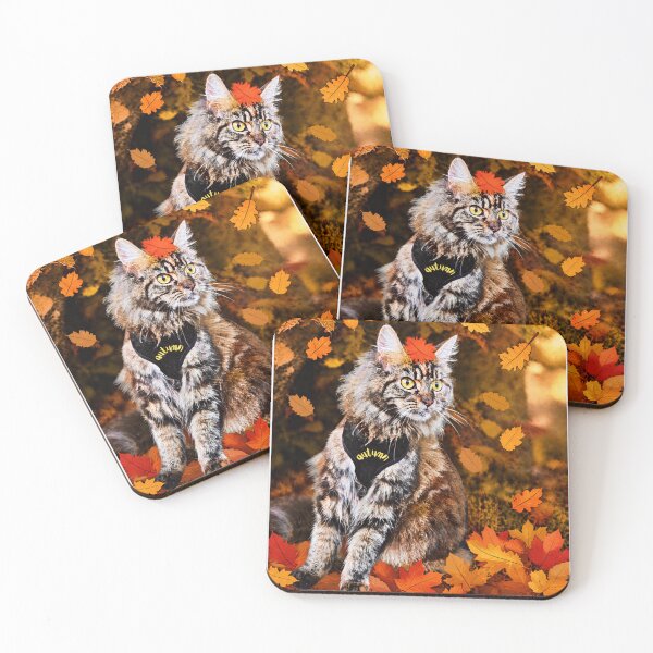 Item preview,  A cat and autumn leaves. designed and sold by Dinasshop.
