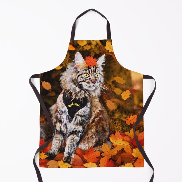 Item preview,  A cat and autumn leaves. designed and sold by Dinasshop.