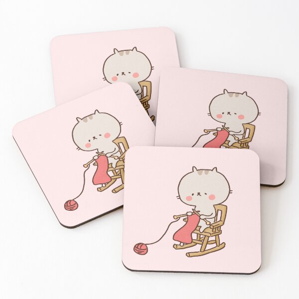 Item preview, Cat Knitting A Woolen Scarf On Rocking Chair designed and sold by Chunu Doodles.