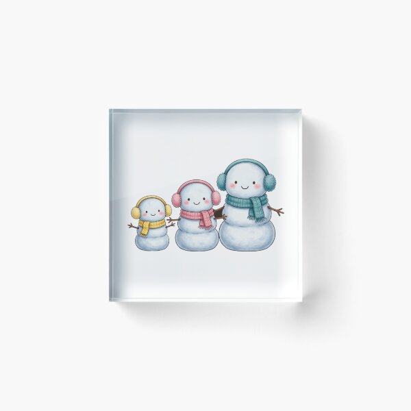 Item preview, Kawaii Snowman Family - Cute Christmas Winter Tee designed and sold by KERK Art and Design.