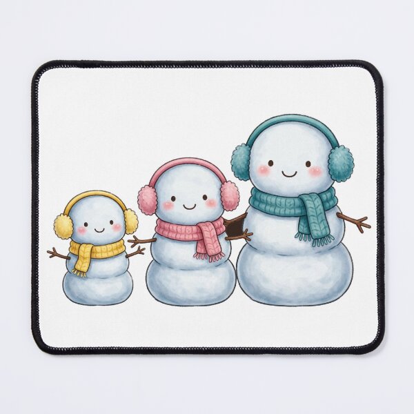 Item preview, Kawaii Snowman Family - Cute Christmas Winter Tee designed and sold by KERK Art and Design.