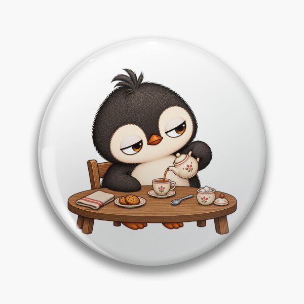 Artikelvorschau, Cute Penguin Serving Tea | Cozy Vintage Tea Time entworfen und verkauft von MrDev.
