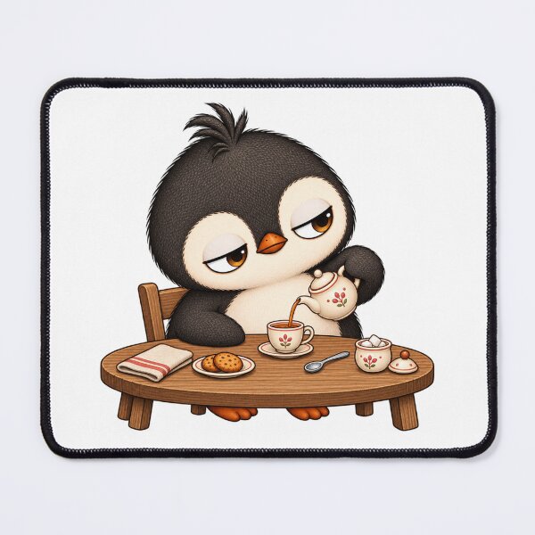 Item preview, Cute Penguin Serving Tea | Cozy Vintage Tea Time designed and sold by MrDev.