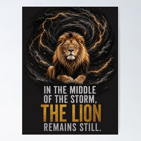 Item preview, In the Middle of the Storm the Lion Remains Still Motivational Art designed and sold by Bennie Singh.