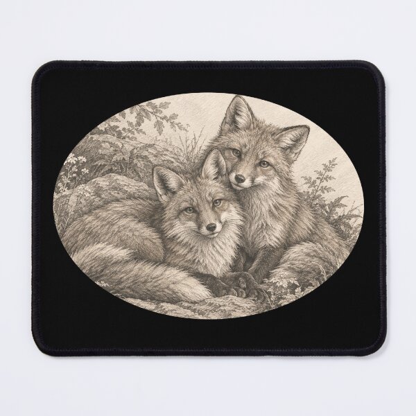Item preview, Rustic Forest Foxes Cottagecore Fine Art Print designed and sold by HeartofDesigns.