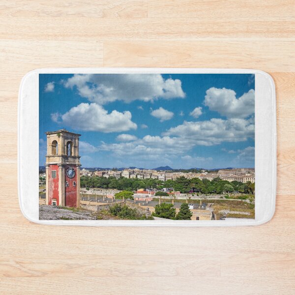Item preview, Clock Tower of the Old Fortress and Corfu Town Skyline in Greece designed and sold by goceris.