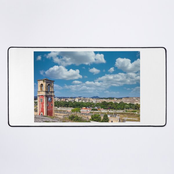 Item preview, Clock Tower of the Old Fortress and Corfu Town Skyline in Greece designed and sold by goceris.