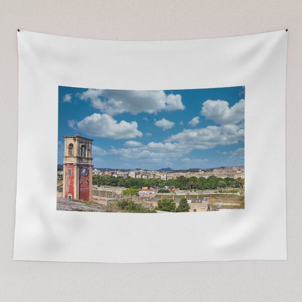 Item preview, Clock Tower of the Old Fortress and Corfu Town Skyline in Greece designed and sold by goceris.