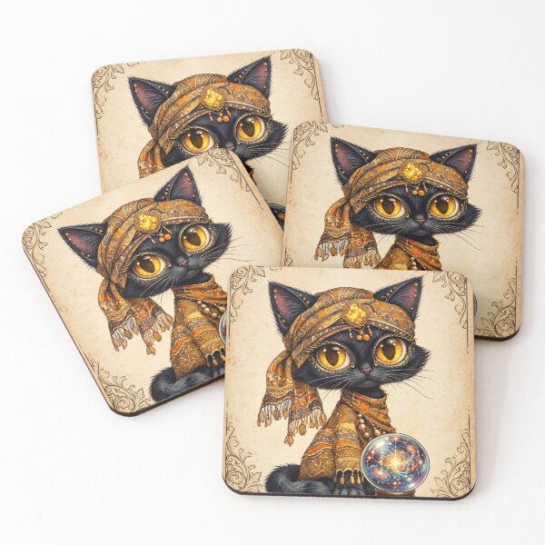 Item preview, Gypsy Fortune Teller Black Cat with Crystal Ball  Illustration designed and sold by Mindworx21.