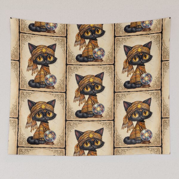 Item preview, Gypsy Fortune Teller Black Cat with Crystal Ball  Illustration designed and sold by Mindworx21.