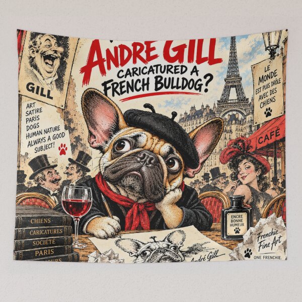 Item preview, Parisian Frenchie – André Gill Inspired French Bulldog Caricature in Paris designed and sold by cipoprimo.