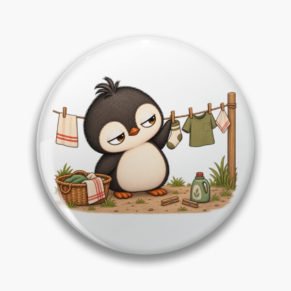 Item preview, Cute Penguin Doing Laundry | Cozy Vintage Laundry Day designed and sold by MrDev.