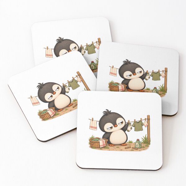 Item preview, Cute Penguin Doing Laundry | Cozy Vintage Laundry Day designed and sold by MrDev.