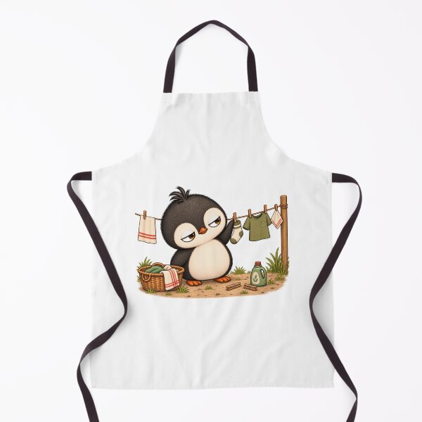 Artikelvorschau, Cute Penguin Doing Laundry | Cozy Vintage Laundry Day entworfen und verkauft von MrDev.
