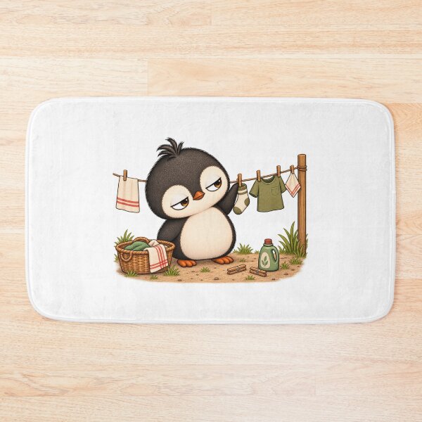 Item preview, Cute Penguin Doing Laundry | Cozy Vintage Laundry Day designed and sold by MrDev.