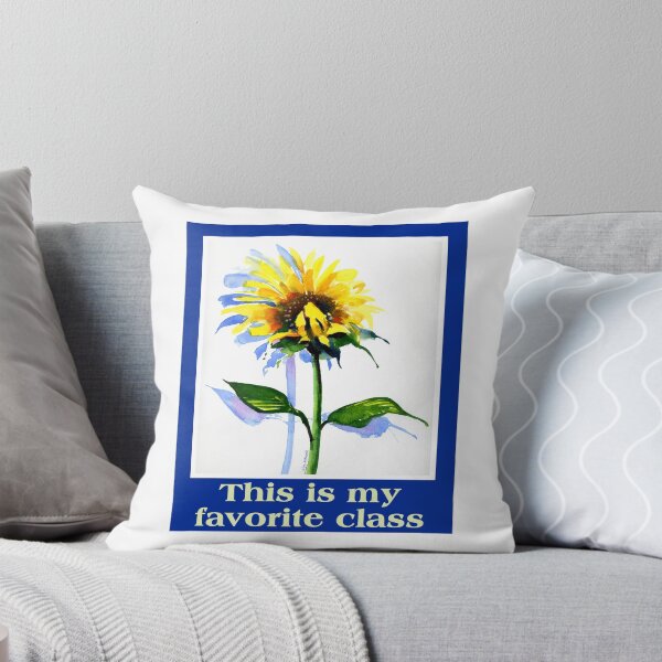 Item preview, Watercolor of a sunflower in a blue rectangle and the text, This is my Favorite Class. designed and sold by aswoa.