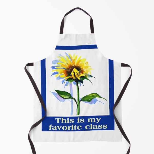 Item preview, Watercolor of a sunflower in a blue rectangle and the text, This is my Favorite Class. designed and sold by aswoa.