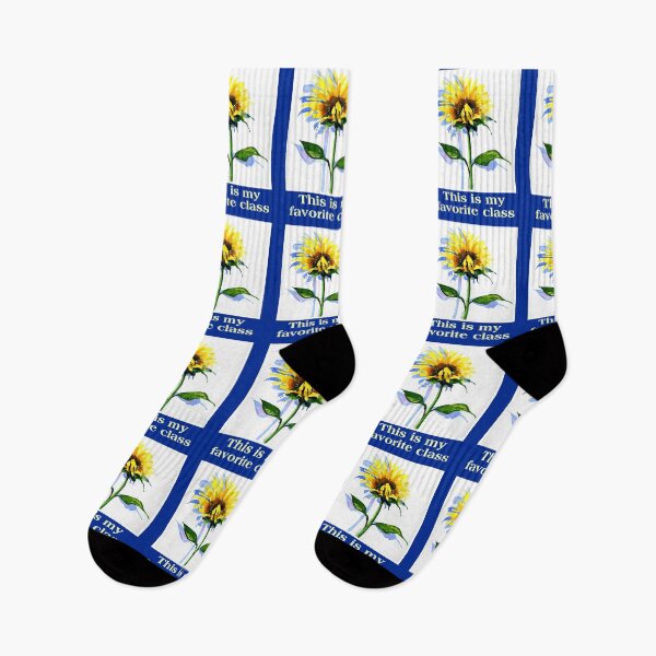 Item preview, Watercolor of a sunflower in a blue rectangle and the text, This is my Favorite Class. designed and sold by aswoa.