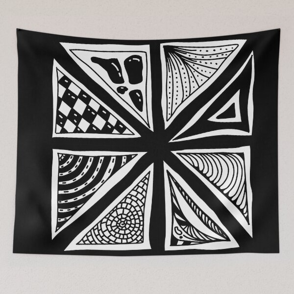 Item preview, Black and White Geometric Abstract Pattern with Hand Drawn Textures designed and sold by nighttime1990.