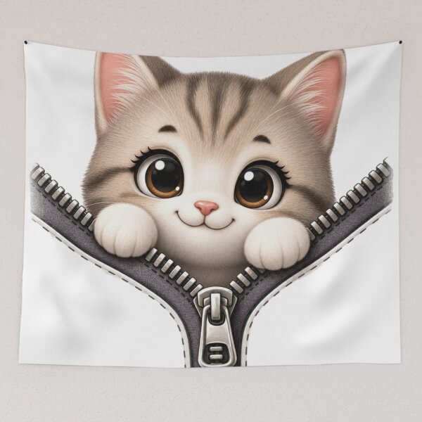 Item preview, Cute Cat Zipper | Peekaboo Kitten Design For Cat Lovers designed and sold by StyxIND.