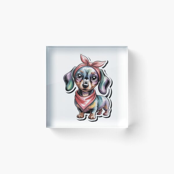 Item preview, a cute Dachshund wearing a red bandana tied around its head designed and sold by 123ks.