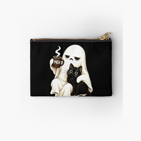 Item preview, Funny MEH Grumpy Ghost Coffee Holding Cat Art designed and sold by elderberry.