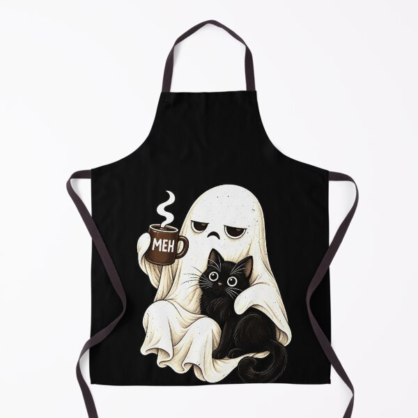 Item preview, Funny MEH Grumpy Ghost Coffee Holding Cat Art designed and sold by elderberry.